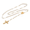 Ion Plating(IP) Crucifix Cross 304 Stainless Steel Rosary Bead Necklaces NJEW-M075-03G-01-1
