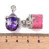 Platinum Color Brass Prayer Box Pendants KK-G189-M3-2