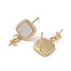 Brass with Shell Stud Earring Findings KK-G497-33G-2