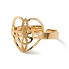 Heart with Sailor's Knot 304 Stainless Steel Open Cuff Ring for Women LS-RJEW-E073-01G-3