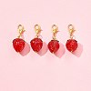 4Pcs Handmade Lampwork Strawberry Pendant Decorations HJEW-FS00041-04-6