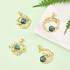4Pcs 4 Styles Brass Micro Pave Clear Cubic Zirconia with Glass Pendants KK-YW0003-02-4