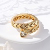 Brass Micro Pave Clear Cubic Zirconia Open Cuff Rings for Women LS-RJEW-G341-05G-02-2