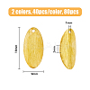 80Pcs 2 Colors Brass Blank Tag Flat Oval Slice Pendants KK-FH0005-27-2
