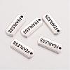 Tibetan Style Alloy Rectangle with Word Fearless Pendants TIBEP-Q043-064-RS-1