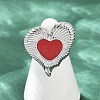 Heart 304 Stainless Steel Enamel Finger Rings for Women RJEW-G355-09P-02-3