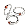 Heart Natural CarnelianAdjustable Rings RJEW-Q818-02P-01-1