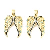 Wings Brass Micro Pave Cubic Zirconia Pendants KK-M325-11G-1
