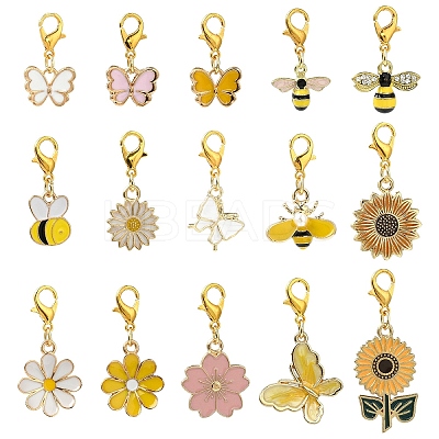 15Pcs Alloy Enamel Pendant Decoration HJEW-YW00064-1