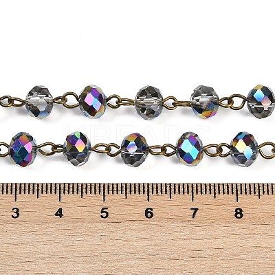 Handmade Electroplate Glass Faceted Rondelle Beads Chains for Necklaces Bracelets Making AJEW-JB00145-01-1