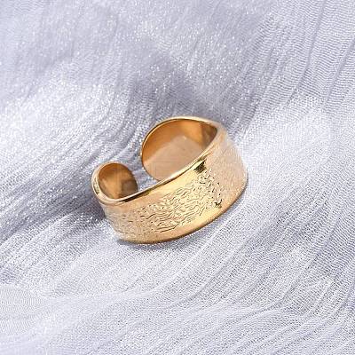 304 Stainless Steel Open Cuff Rings for Women RJEW-K309-22G-1