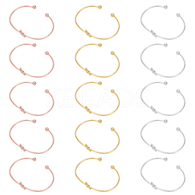 15Pcs 3 Colors Alloy Hollow Heart Open Cuff Bangles Set for Women BJEW-AN0001-57-1