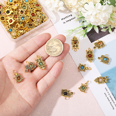 60Pcs 15 Styles Antique Golden Tone Alloy Pendants PALLOY-FH00026-1