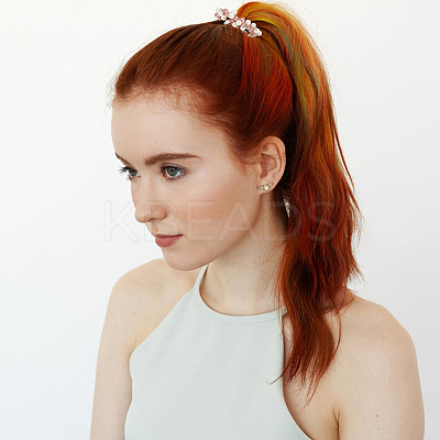 4Pcs 4 Styles Rubber Elastic Fiber Ponytail Hair Tie OHAR-DC0001-05-1