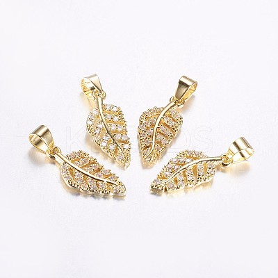 Long-Lasting Plated Brass Micro Pave Cubic Zirconia Pendants X-ZIRC-F069-36G-1