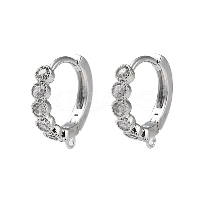 Brass Micro Pave Cubic Zirconia Hoop Earring Findings KK-P257-04P-1