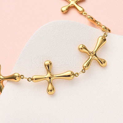 304 Stainless Steel Cross Link Chain Necklaces for Women NJEW-G178-03G-02-1