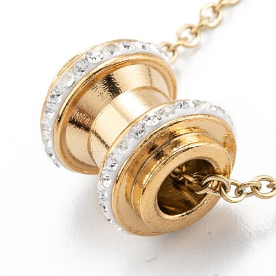 Clay Rhinestone Dumb-bells Beads Pendant Necklaces STAS-A052-03G-1