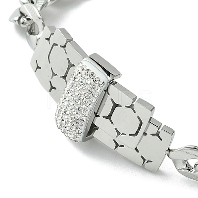 Cubic Zirconia Rectangle Link Bracelet with 304 Stainless Steel Chains BJEW-Q775-01P-1