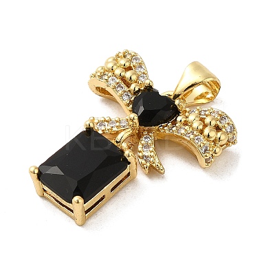 Rack Plating Brass Micro Pave Cubic Zirconia Pendants KK-P241-19G-01-1