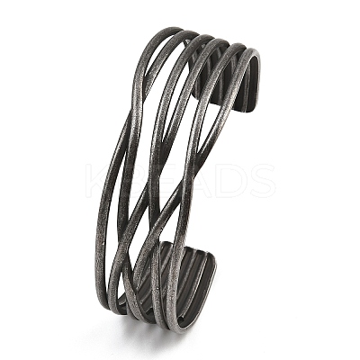 316 Surgical Stainless Steel Hollow Cuff Bangles BJEW-C125-04AS-1