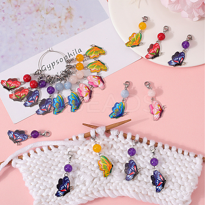 20Pcs Butterfly Alloy Enamel Locking Stitch Markers HJEW-SC0001-52-1