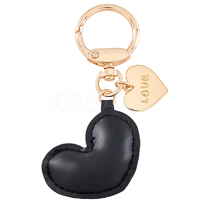 1Pc Imitation Leather Heart Keychain KEYC-CL0001-14A-1