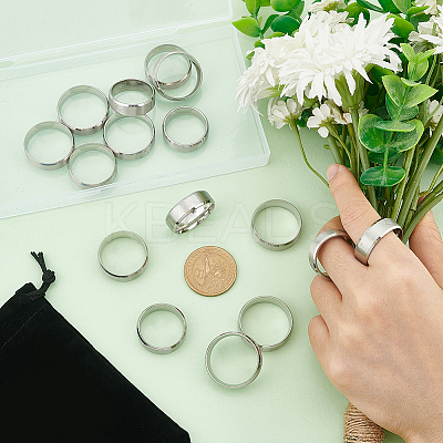 16Pcs 4 Size 201 Stainless Steel Plain Band Rings for Men Women RJEW-UN0002-45-1