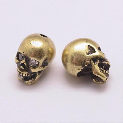 Brass Micro Pave Grade AAA Cubic Zirconia Beads ZIRC-G093-37AB-NR-1