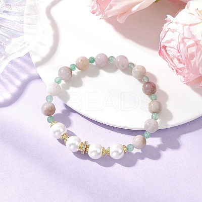 Natural Green Aventurine and Amethyst Beaded Bracelets for Women BJEW-JB11932-03-1