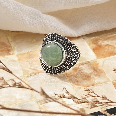 Natural Green Aventurine Adjustable Rings RJEW-I108-03AS-05-1
