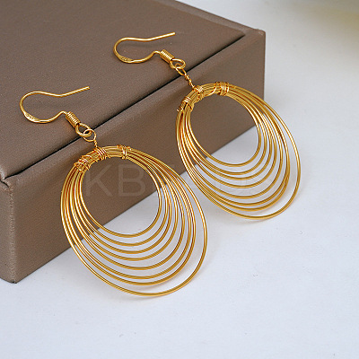 Multi-Layer Circle Wire Oval Brass Dangle Earrings WGA7B49-01-1