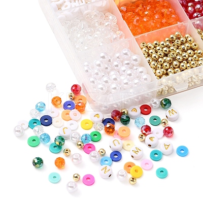 DIY Faceted & Letter & Heishi Beads Bracelets Making Kit DIY-YW0005-22-1