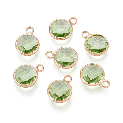 Golden Tone Brass Glass Charms GLAA-ZX008-24K-G-1