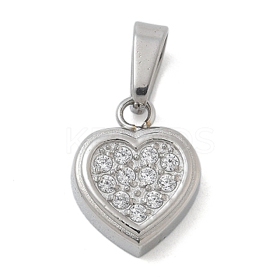 Ion Plating(IP) 304 Stainless Steel Micro Pave Cubic Zirconia Pendants STAS-Z107-02P-04-1