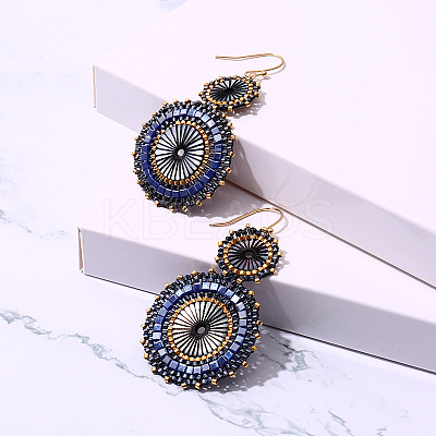 Glass Seed Braided Dangle Earrings for Women FIND-PW0024-17A-1