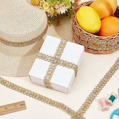Wave Polyester Embroidery Lace Ribbon OCOR-WH0078-33-1