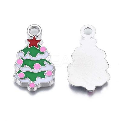 Christmas Tree Alloy Enamel Pendants ENAM-R041-18-1