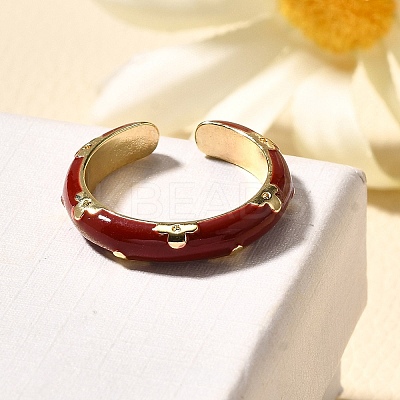 Brass Enamel Cuff Rings for Women LS-RJEW-U040-01G-01-1
