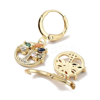Real 18K Gold Plated Brass Dangle Leverback Earrings EJEW-L269-036G-1