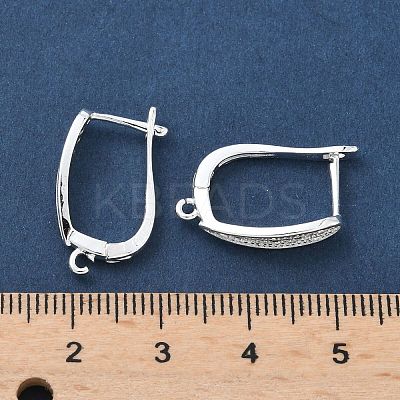 Brass Micro Pave Clear Cubic Zirconia Hoop Earring Findings KK-H532-16S-1