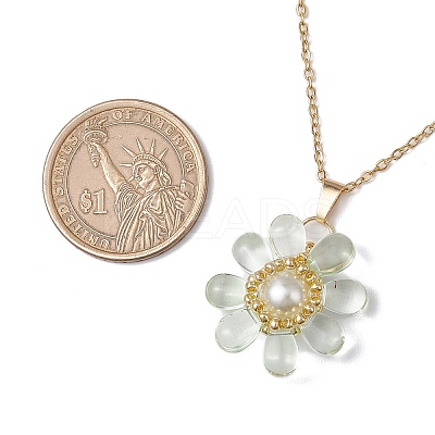 Glass & Glass Pearl Beads Pendants Necklaces for Women NJEW-MZ00106-01-1