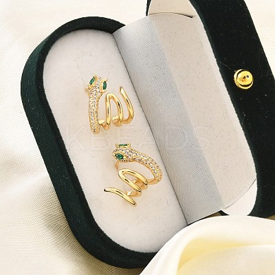 Brass Micro Pave Cubic Zirconia Stud Earrings for Women LS-EJEW-F352-03G-1