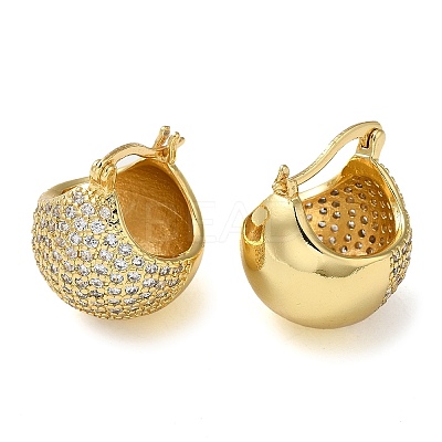 Round Brass Hoop Earrings with Clear Cubic Zirconia EJEW-Q791-02G-1