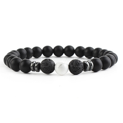 Round Natural Howlite Beaded Stretch Bracelets for Women Men XP2963-2-1