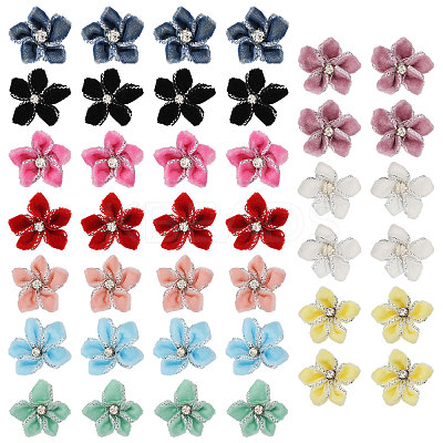 40Pcs 10 Colors Velvet with Resin Rhinestone Cabochons FIND-CA0011-27-1