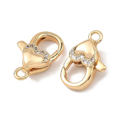 SHEGRACE Brass Micro Pave Clear Cubic Zirconia Lobster Claw Clasps XGRQ58178-754G-1