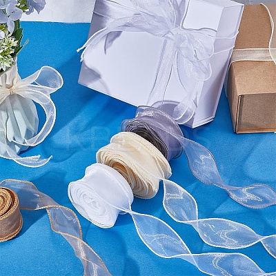 4 Rolls 4 Colors Polyester Chiffon Ribbon DIY-CP0010-73-1