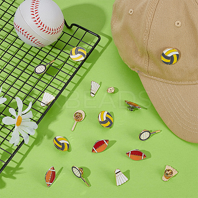 16Pcs 4 Styles Sport Enamel Lapel Pin Backs Brooch JEWB-AR0001-23-1