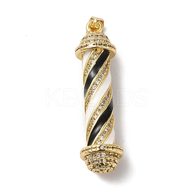 Rack Plating Brass Micro Pave Cubic Zirconia and Enamel Pendants KK-B092-14G-02-1